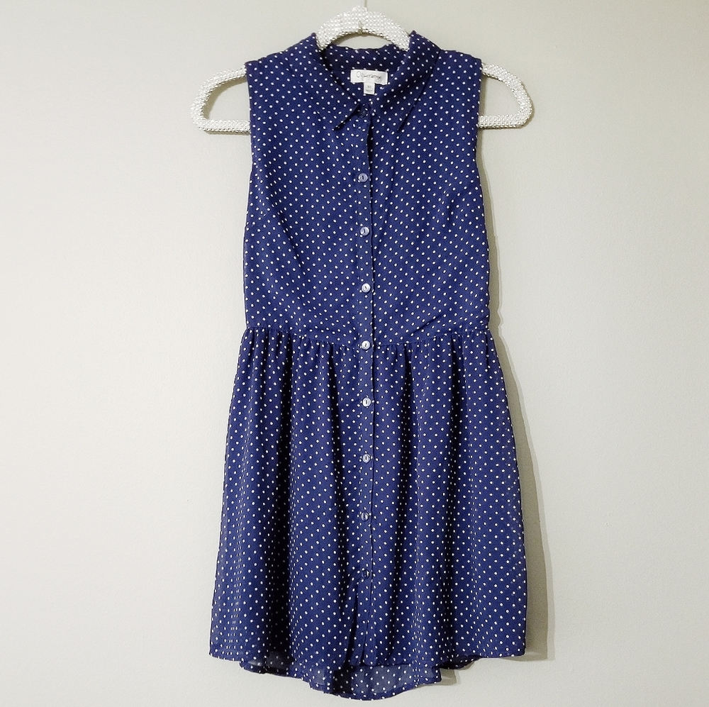 Olsenboye blue and white polka dot dress XS